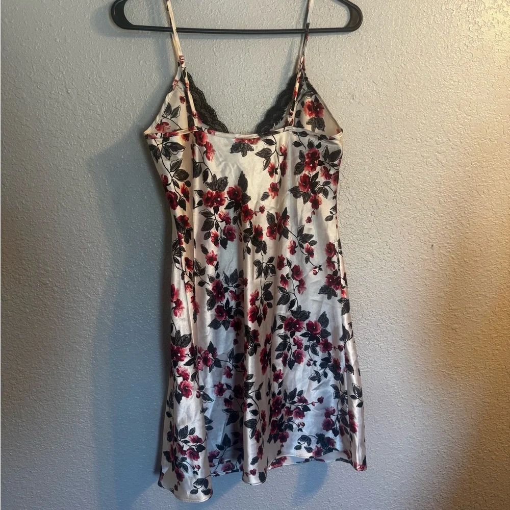Ambrielle Satin Floral Slip Dress S · Lace Trim · Y2K Coquette Lingerie - Picture 4 of 4